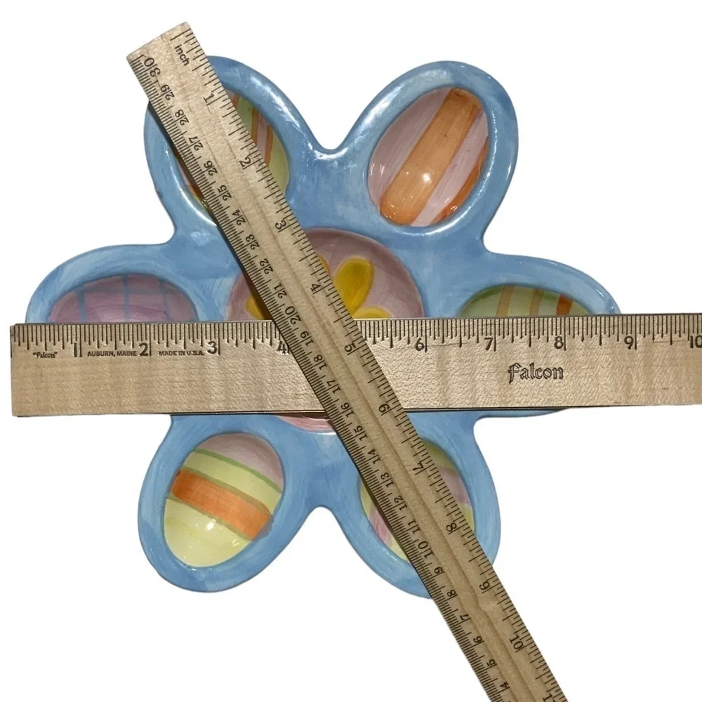 Easter Egg Display Candy Dishes Ceramic 9 inch Multipurpose Multicolor Set of 2